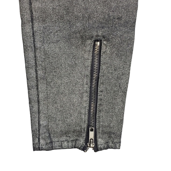 H&M Silver Metallic Wax Sheen Skinny Ankle Jeans Size 6 Gray Zip Ankle Stretchy - Picture 7 of 11